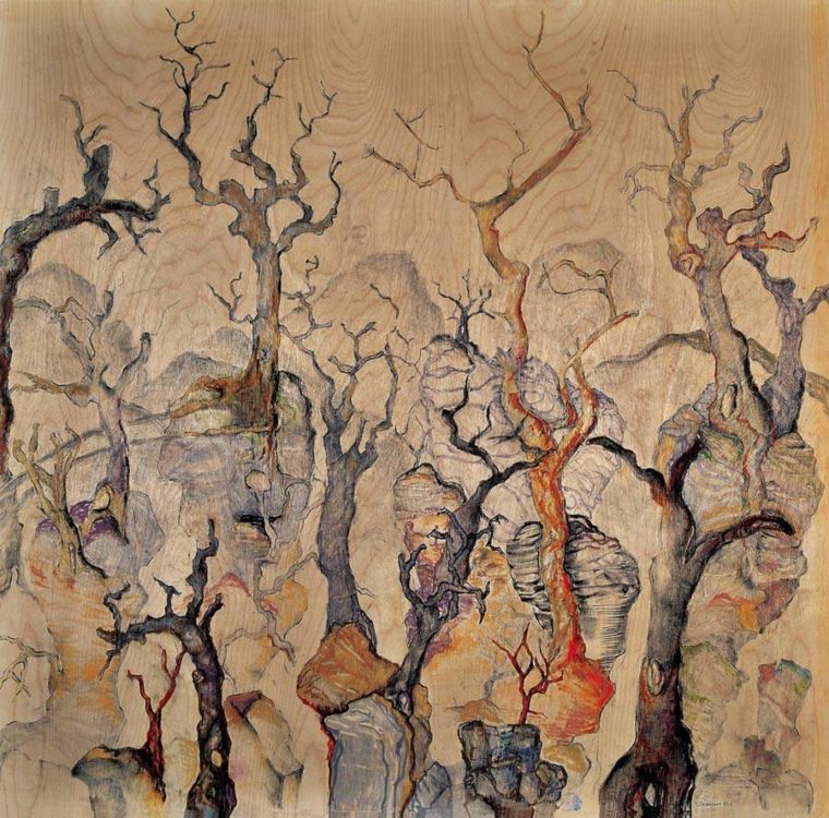 Ink, mixed technique on wood | Private Collection | 120 x 120 cm (47 x 47 inches)