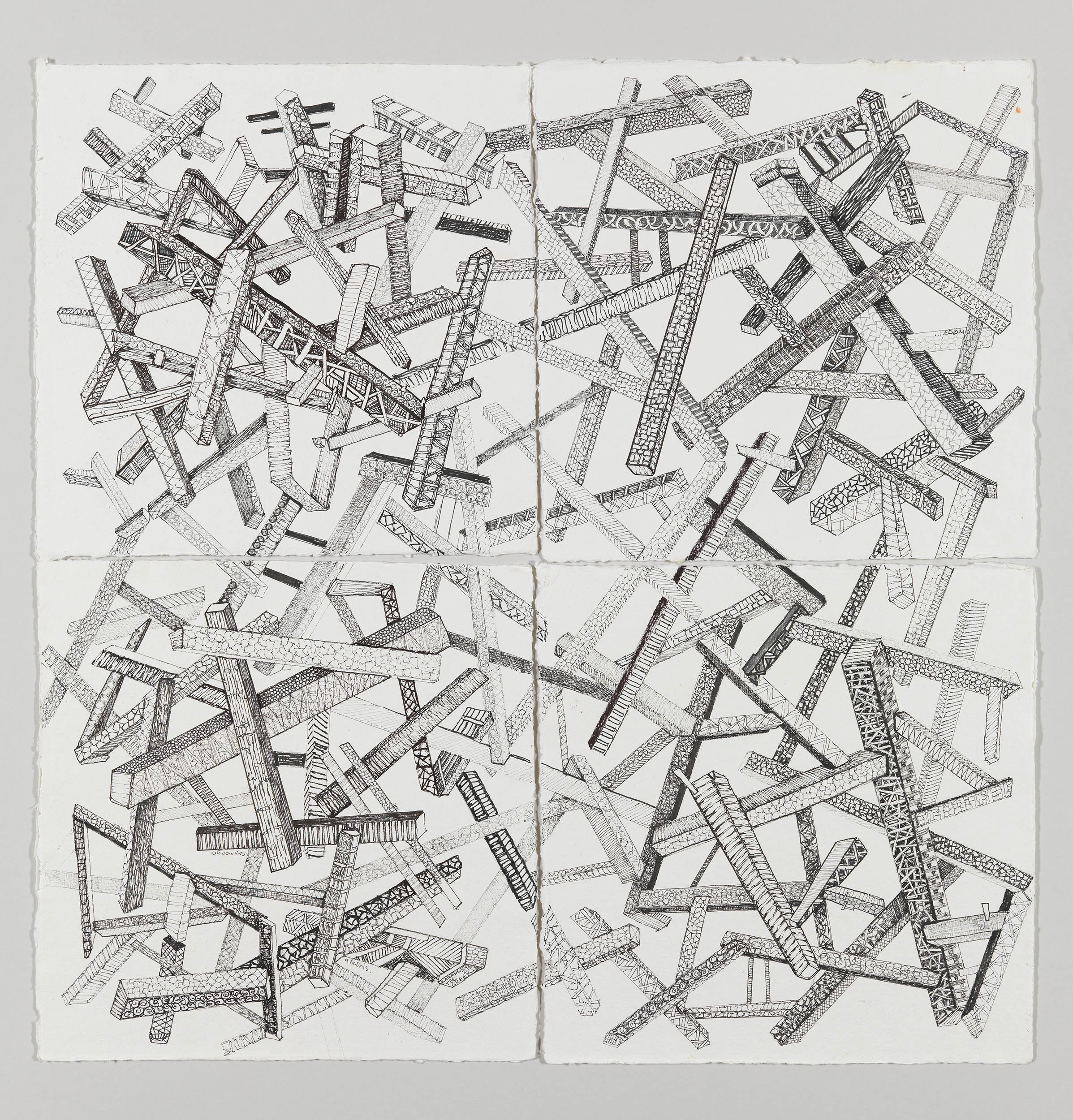 Ink on handmade paper from Bhutan | Synthesis of 4 paintings | 60 x 60 cm (23.6 x 23.6 in) without frame, 75 x 75 cm (29.5 x 29.5 in) with frame