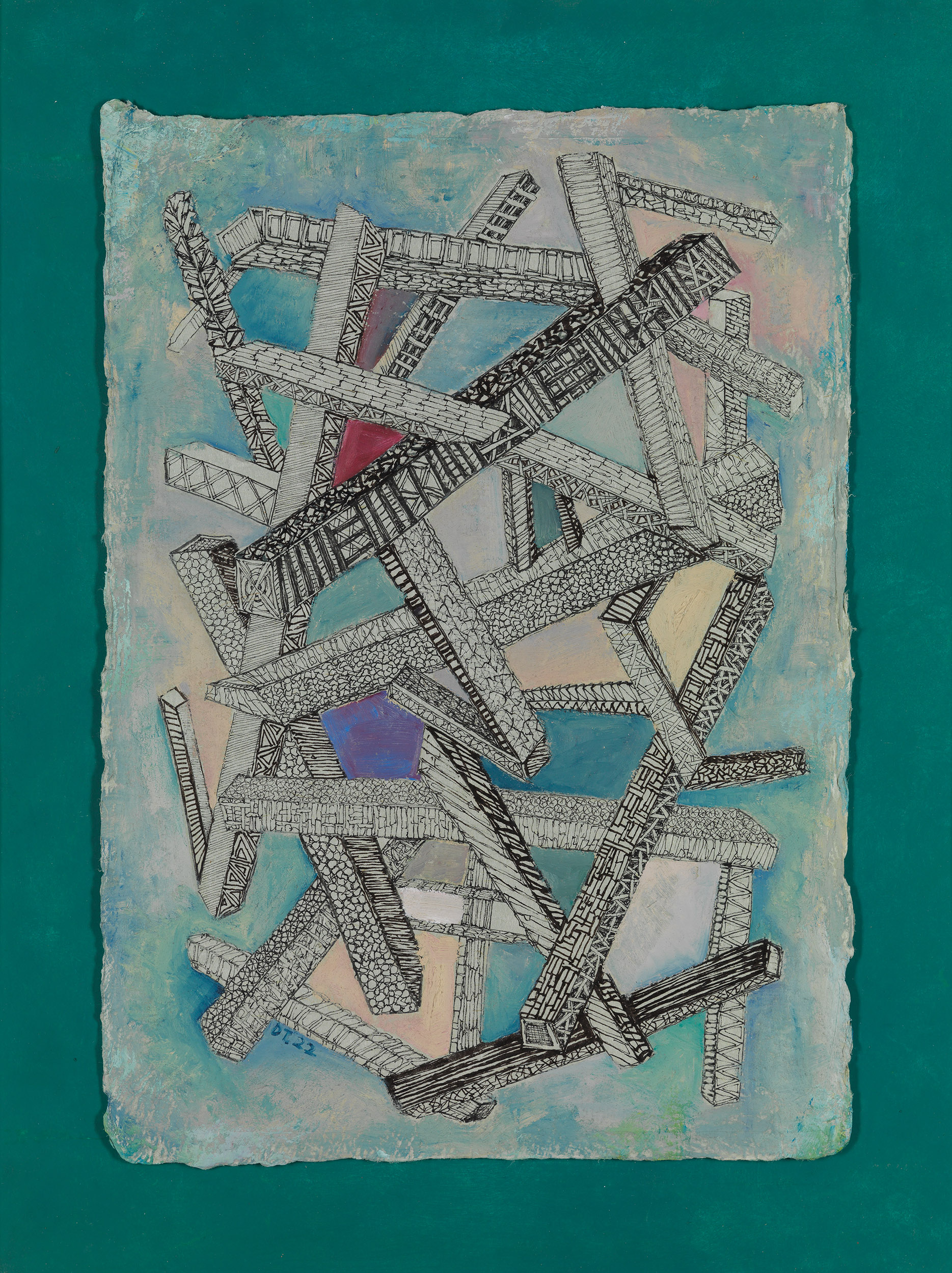 Oil, ink on handmade paper from Bhutan | 46 x 32 cm (18.1 x 12.5 in) without frame, 60 x 47 cm (23.4 x 18.5 in) with frame